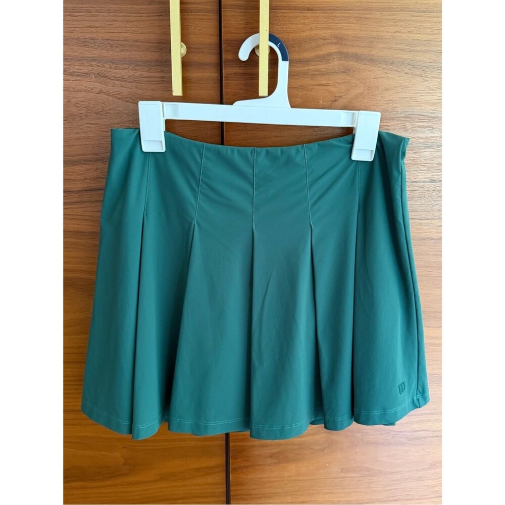 Wilson Classic Pleated Tennis Skirt Field Green sz Large High Rise Lined Active - Picture 2 of 15